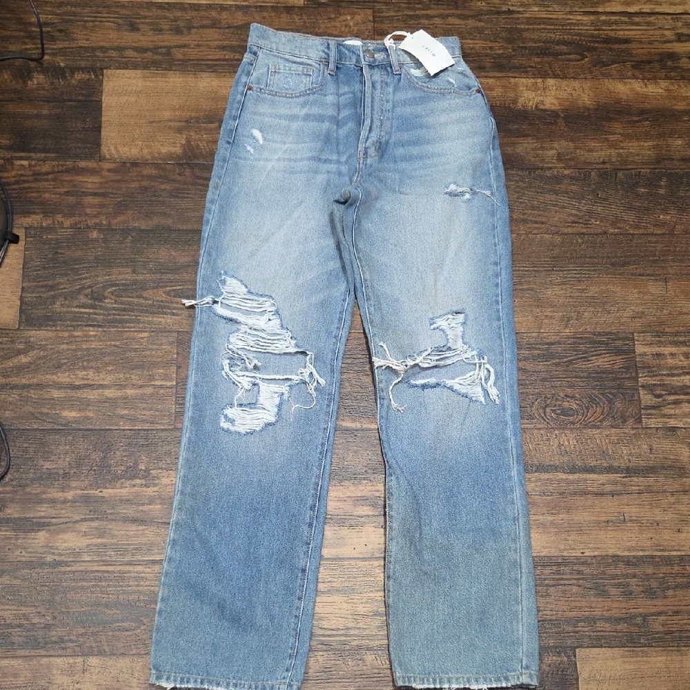 Cello Women's Straight Leg Jeans - Distressed Blue